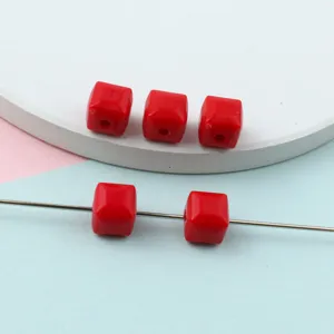 8mm faceted acrylic square beads solid color loose spacer beads for DIY jewelry making accessories