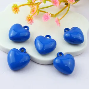 17mm Small Acrylic Heart Pendants Glossy Blue Heart Charms DIY Jewelry Making