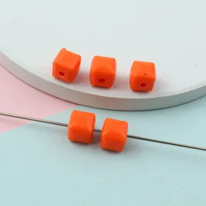 8mm faceted acrylic square beads orange solid color spacer beads for jewelry making DIY craft