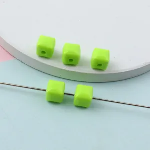 8mm faceted acrylic square beads neon green loose spacer beads for DIY jewelry making