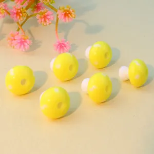 12mm acrylic 3D yellow mushroom beads with holes for DIY jewelry making and crafting accessories.