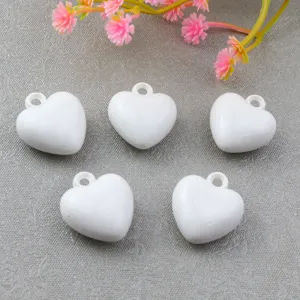 17mm acrylic white heart charms pendants smooth DIY jewelry accessories making supply