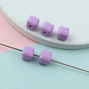 8mm faceted acrylic square beads solid purple spacer beads for DIY jewelry making crafts