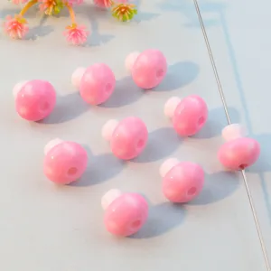 12mm pink acrylic mushroom beads cute polka dot loose craft spacer beads for DIY jewelry making
