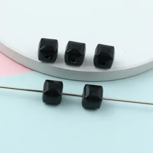 8mm Faceted Acrylic Square Beads Black Cube Loose Spacer Beads for Jewelry Making DIY