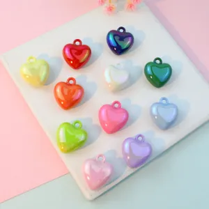 17mm small acrylic heart pendant smooth love charm DIY jewelry accessories colorful