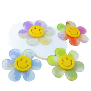 Korean style colorful double-layer acrylic smiley sunflower pendant DIY accessories