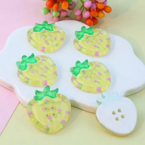 Cute strawberry acrylic 4-hole buttons for DIY jewelry crafts, sewing, and phone case decoration.