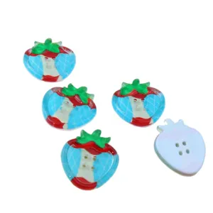 Colorful printed acrylic strawberry 4-hole buttons set for DIY jewelry craft accessories