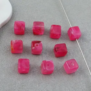 Acryl vierkante kralen roze marmer spacer kralen voor DIY sieraden maken ketting