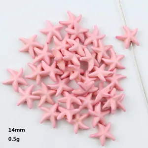 Pink Starfish Stone Loose Beads 14mm DIY Jewelry Making Beaded Craft Accessories