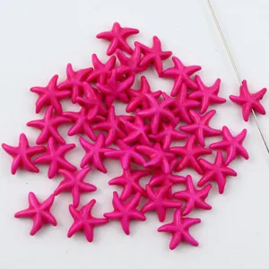 Pink turquoise starfish loose beads, direct hole DIY jewelry accessories for craft decorations.