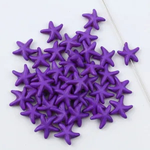 Purple starfish loose beads for DIY jewelry making, gemstone craft accessories and supplies.