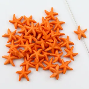 Orange starfish loose beads straight hole DIY jewelry making accessories decorative stone charm