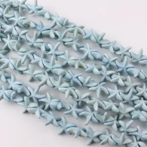 Light blue turquoise starfish loose beads for DIY handmade jewelry making details