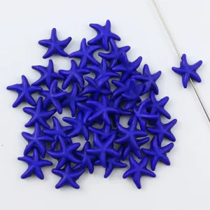 Blue starfish loose beads turquoise stone straight hole DIY jewelry making parts
