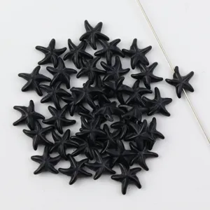 Black starfish loose beads, straight hole stone DIY jewelry making accessories and craft.