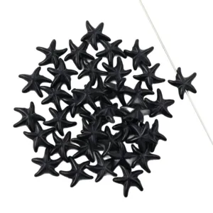 Black starfish loose beads straight hole stone star charms DIY jewelry making accessories.