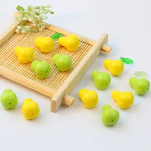 Acrylic Fruit Shape Loose Beads Lemon Pear Leaf Charms For DIY Phone Chain Bracelet Jewelry Making Handcrafted Accessories