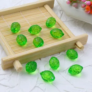Green lemon shape acrylic beads charms for bracelet necklace handmade jewelry making accessories.