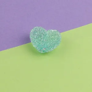 Light green heart acrylic sugar bead DIY jewelry accessory for handmade crafting and bracelets.