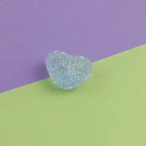 Light blue acrylic heart sugar bead DIY loose charm jewelry making accessory for cute crafting.