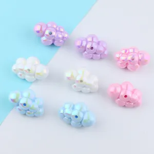 Colorful iridescent acrylic cloud beads for DIY jewelry making and craft accessories.