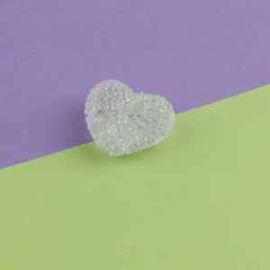 Clear acrylic heart sugar bead loose charm for DIY jewelry making and craft accessories.