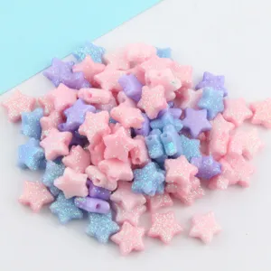 Acrylic Glitter Loose Beads Star Heart Flower Shape Colorful Through Hole Bead DIY Jewelry Accessories Craft Making