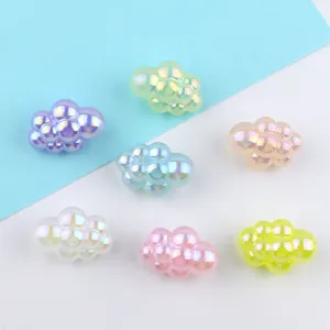 Colorful acrylic cloud beads detail shot, iridescent DIY jewelry accessory components.