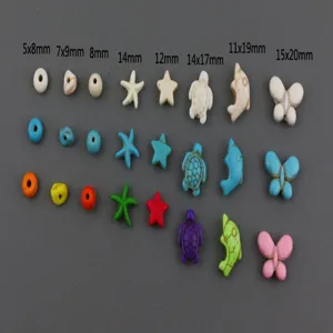 DIY turquoise beads mix shapes starfish dolphin butterfly loose beads craft supplies