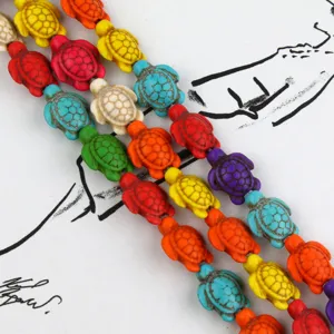 Colorful turtle turquoise beads for DIY jewelry making, loose stone beads with straight holes.