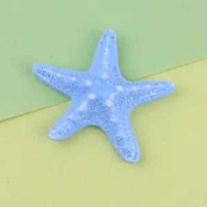 Blue resin starfish accessory, cute miniature decor item for DIY crafts and hair clips.