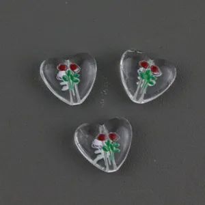 15mm transparent printed acrylic heart beads DIY jewelry making accessories detail view