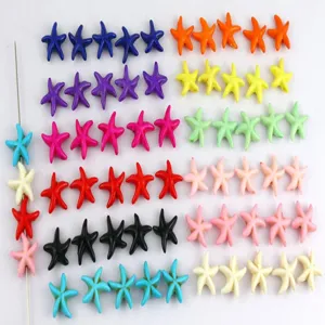 Cuentas de piedra con forma de estrella de mar para joyería DIY, vista detallada de superficie.