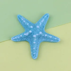 Blue resin starfish detail charm, textured surface for DIY crafts and shoe decoration.