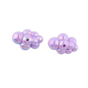 Purple iridescent acrylic cloud beads for DIY jewelry making, 3D cute charm accessories.