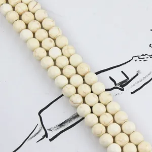 White howlite turquoise round loose beads for DIY jewelry making, beading craft supplies.