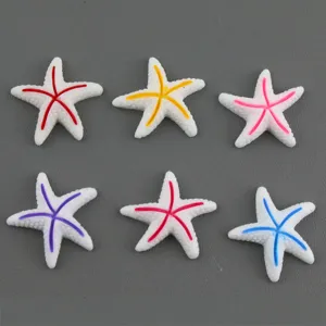 Resin Starfish Charms Colorful Painted Sea Star Decorative Patches For DIY Jewelry Hair Clips Shoe Charms Crafts