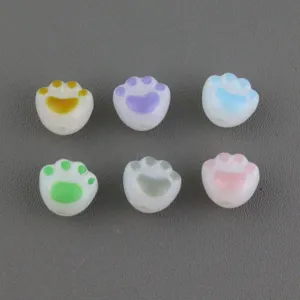 Colorful cute cat paw acrylic loose beads straight hole jewelry making DIY accessories
