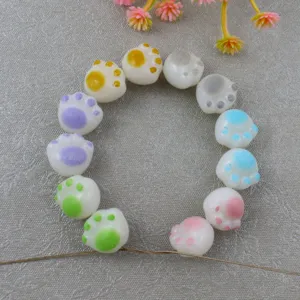 Acrylic Cat Paw And Lucky Cat Loose Beads Colorful Cute Animal Beads For Phone Chain Jewelry Making DIY Accessories