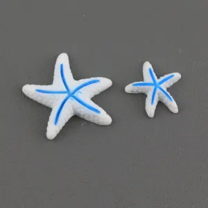 White resin starfish charms with blue details, perfect for DIY hairpins, shoes and jewelry.