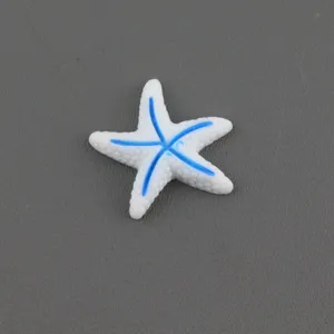 Resin starfish charm for DIY jewelry crafts, white and blue painted cute accessory flatback.