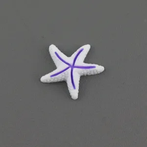 White resin starfish charms with purple stripes for DIY hair clips and shoe decorations.