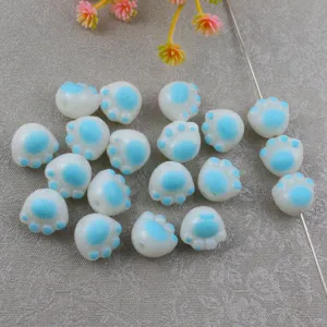 Cute 3D cat paw acrylic loose beads with straight holes for DIY phone chains and jewelry making parts.