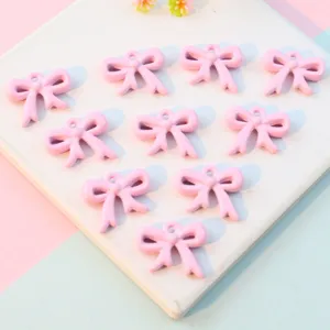 Pink bow pendant acrylic ribbon hollow bowknot DIY charm cute necklace bracelet jewelry making