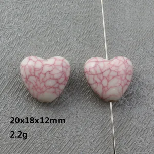 Perline in acrilico con crepa a cuore ciondoli sfusi per creazione di gioielli 20x18mm
