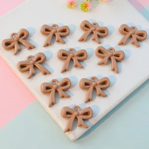 Acrylic bow pendant charms cute DIY jewelry making accessories light brown 10pcs set