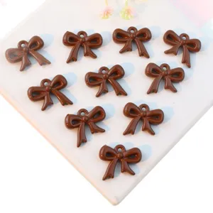 Brown acrylic bow pendants, cute ribbon charm DIY jewelry accessories for earrings and necklaces