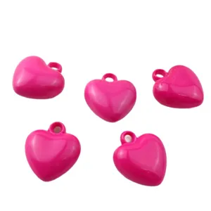 17mm small acrylic heart pendants, 5pcs smooth love charms with holes for DIY jewelry making.